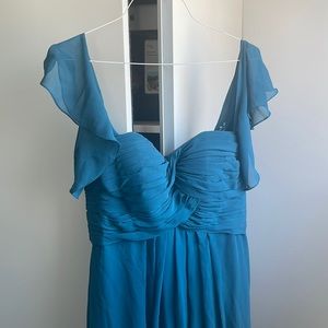 Mori Lee Chiffon Teal Bridesmaid Dress